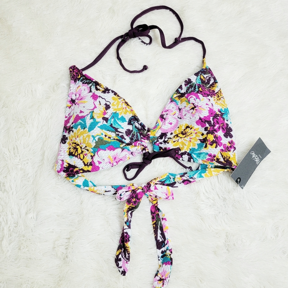 2/$20 *Bright Floral Textured Swim Top* Sz L* NWT